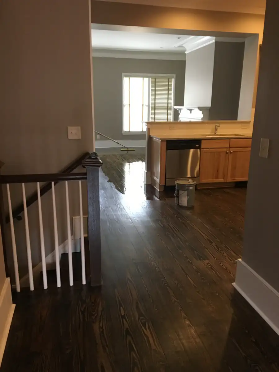 Dark-Finish Hardwood Refinishing & Stairs — Cumming | Final Floors LLC Dark-Finish Hardwood Refinishing & Stairs — Cumming — Final Floors LLC project in Cumming, GA