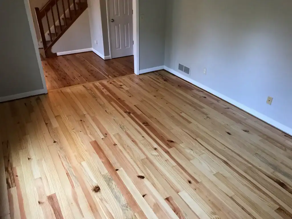 Yellow Pine Hardwood Refinishing — Roswell — Final Floors job-site check-in in Roswell, Georgia