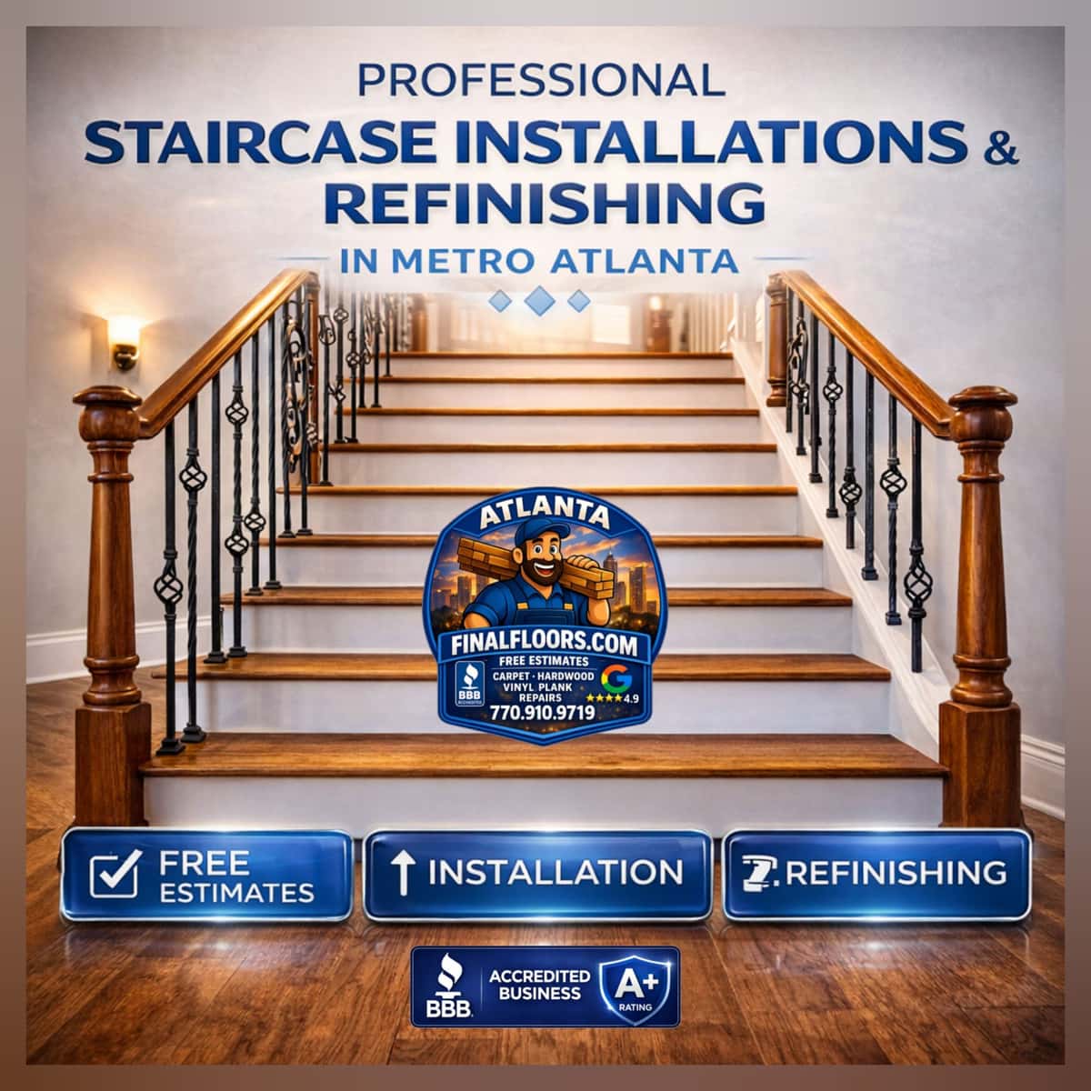 Staircase Flooring & Refinishing Metro Atlanta | Final Floors LLC Staircase Flooring & Refinishing — Final Floors LLC — Metro Atlanta, Georgia